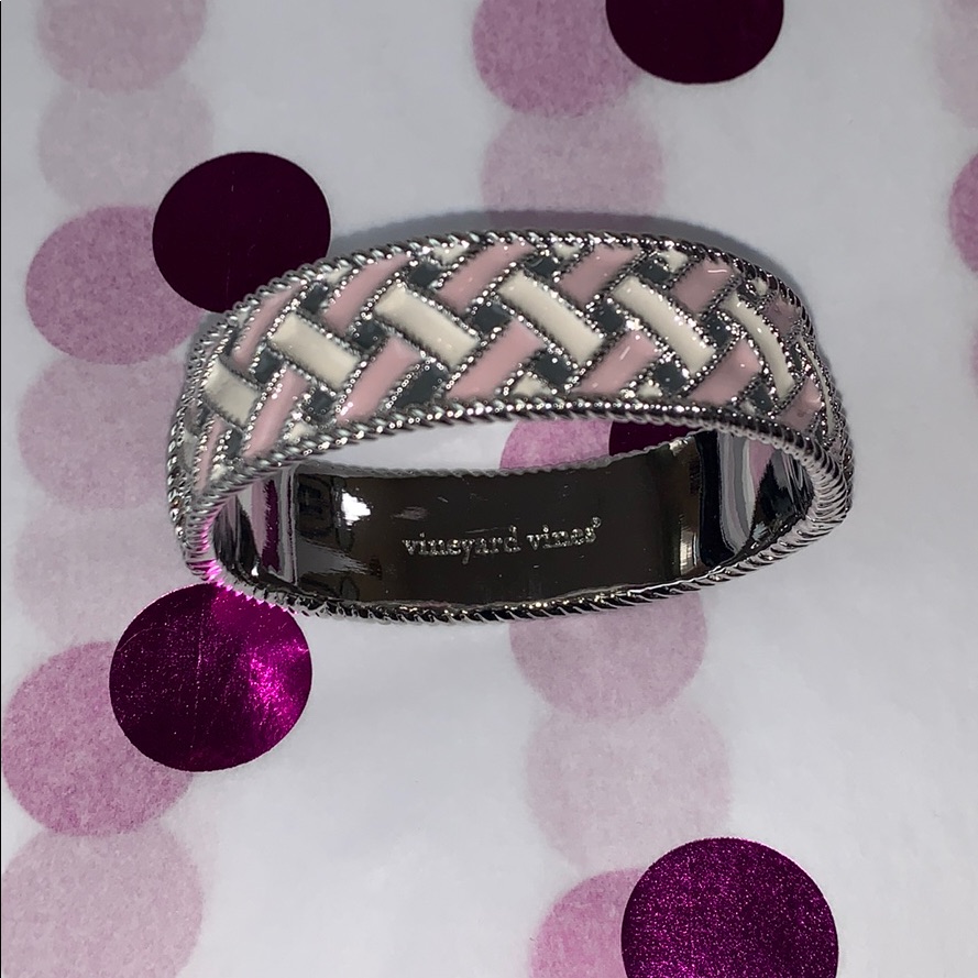 Vineyard Vines Silver Tone Enamel Weave Bracelet